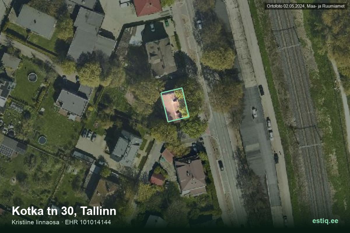 Kotka tänav 30, Tallinn – hoone aerofoto, kontuur ehitisregistri (EHR) andmetest