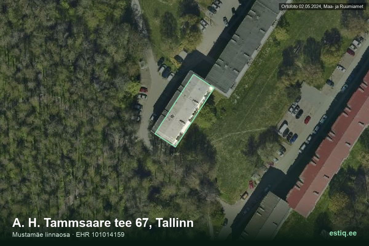 A. H. Tammsaare tee 67, Tallinn – hoone aerofoto, kontuur ehitisregistri (EHR) andmetest