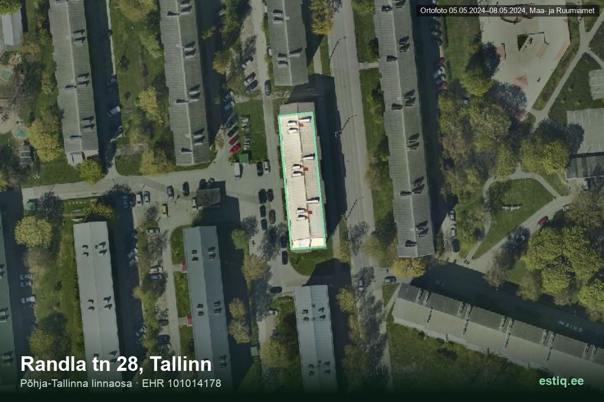 Randla tänav 28, Tallinn – hoone aerofoto, kontuur ehitisregistri (EHR) andmetest