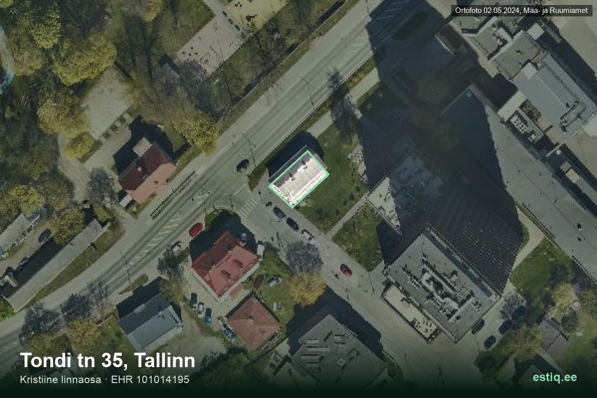 Tondi tänav 35, Tallinn – hoone aerofoto, kontuur ehitisregistri (EHR) andmetest