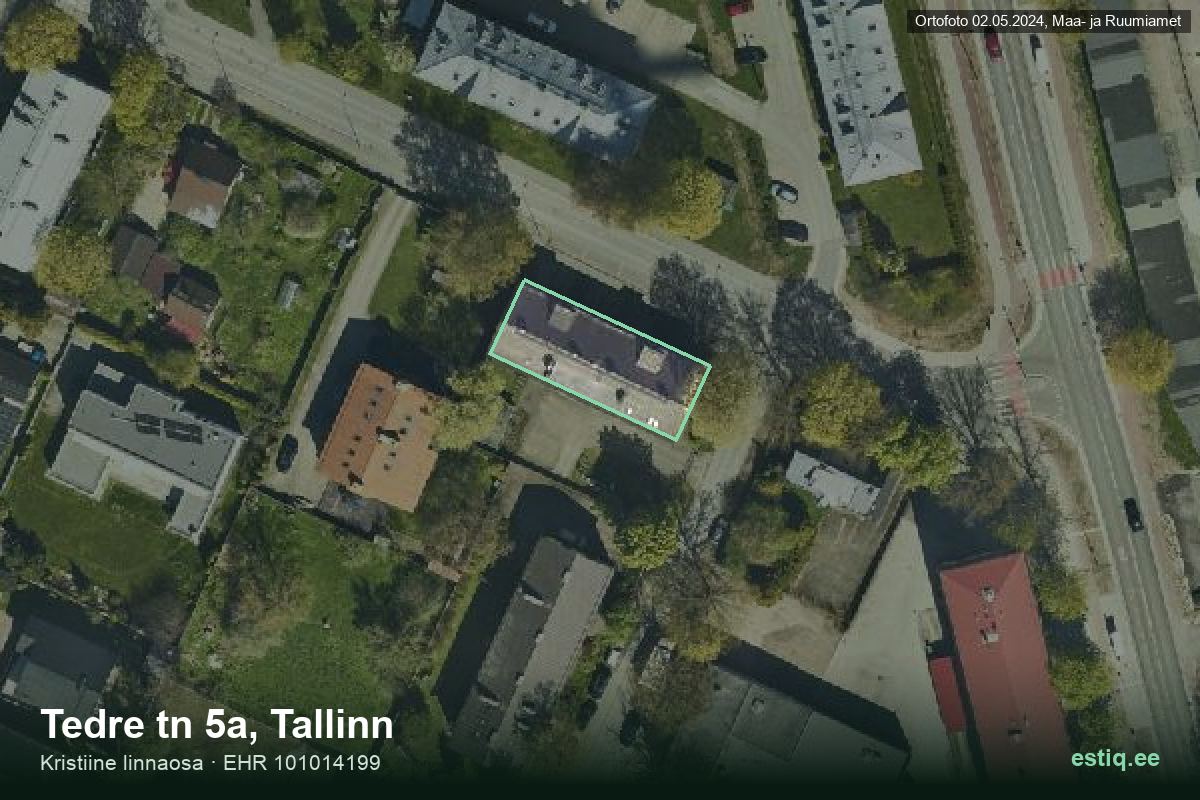 Tedre tänav 5a, Tallinn – hoone aerofoto, kontuur ehitisregistri (EHR) andmetest