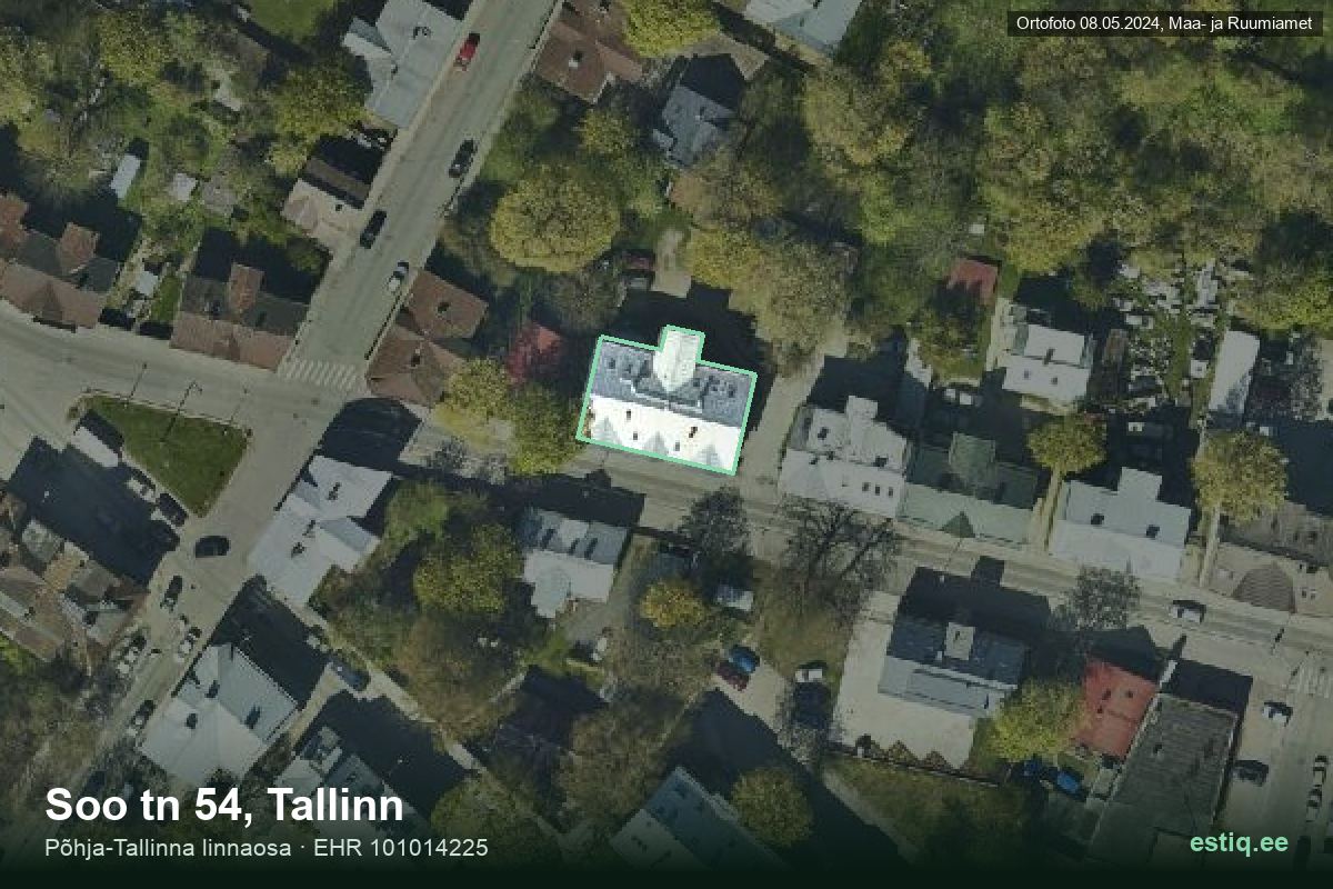 Soo tänav 54, Tallinn – аэрофото дома, контур по данным регистра строений (EHR)