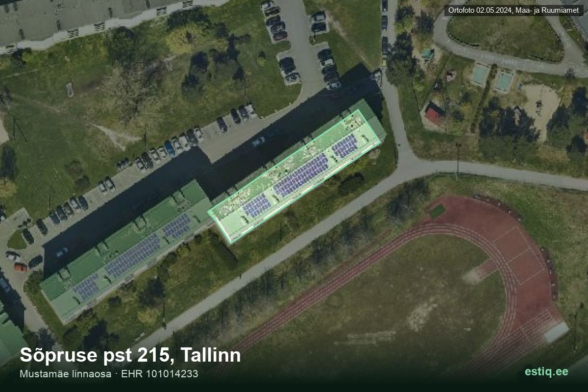 Sõpruse pst 215, Tallinn – aerial photo of the building, outline from the Building Register (EHR)