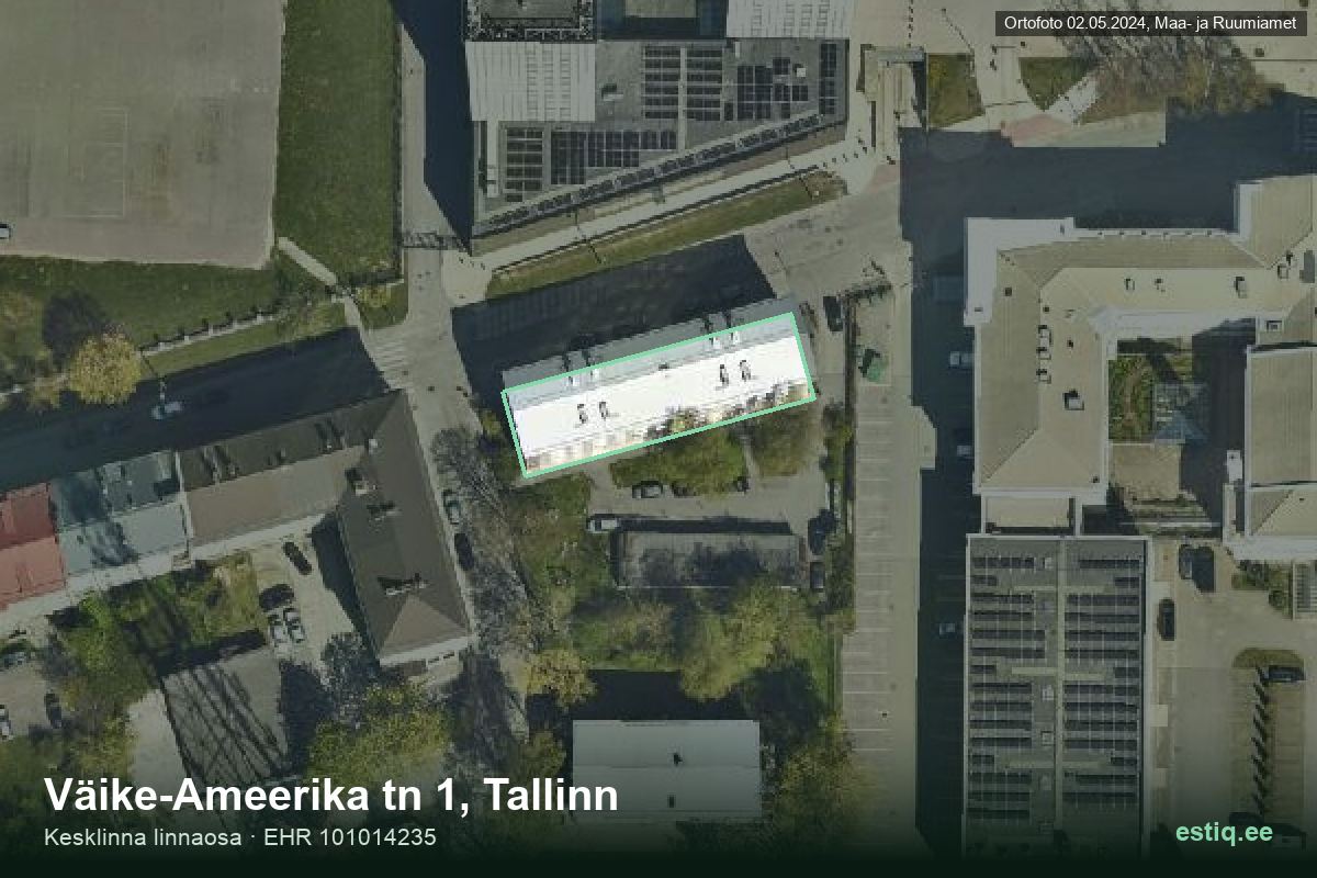 Väike-Ameerika tänav 1, Tallinn – aerial photo of the building, outline from the Building Register (EHR)