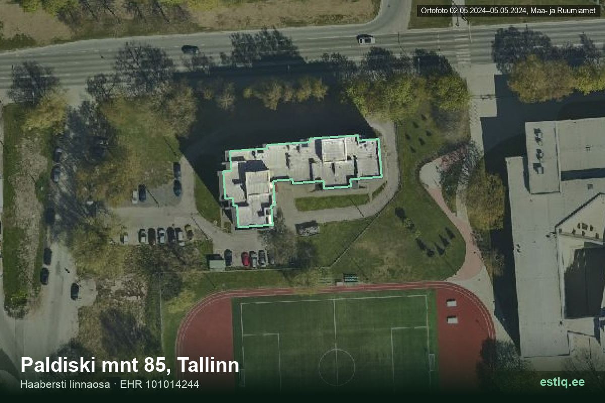 Paldiski mnt 85, Tallinn – ilmakuva rakennuksesta, ääriviiva rakennusrekisteristä (EHR)