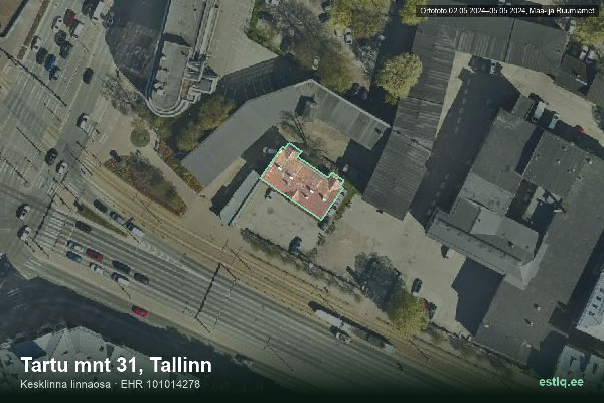 Tartu mnt 31, Tallinn – ilmakuva rakennuksesta, ääriviiva rakennusrekisteristä (EHR)