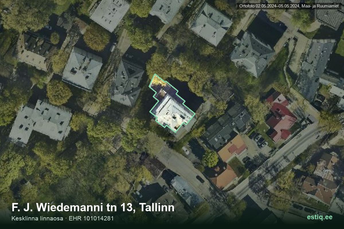 F. J. Wiedemanni tänav 13, Tallinn – aerial photo of the building, outline from the Building Register (EHR)