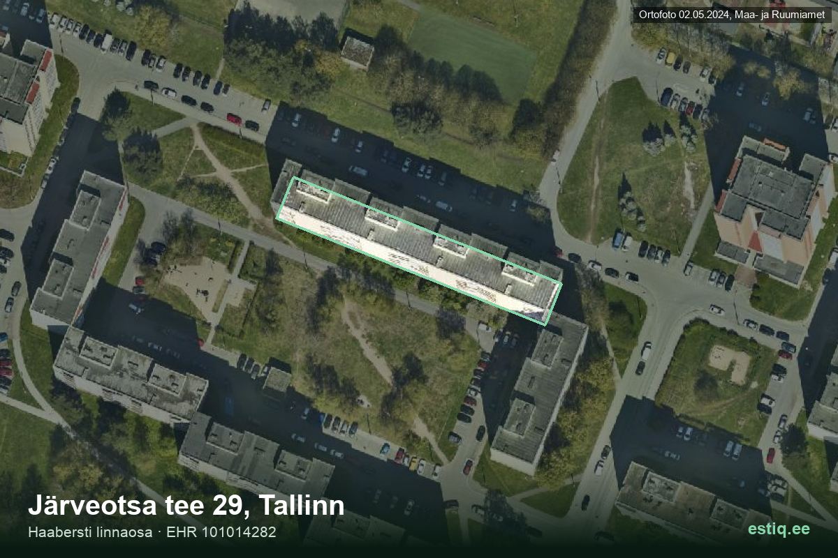 Järveotsa tee 29, Tallinn – hoone aerofoto, kontuur ehitisregistri (EHR) andmetest