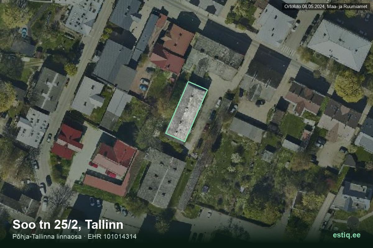 Soo tänav 25/2, Tallinn – аэрофото дома, контур по данным регистра строений (EHR)