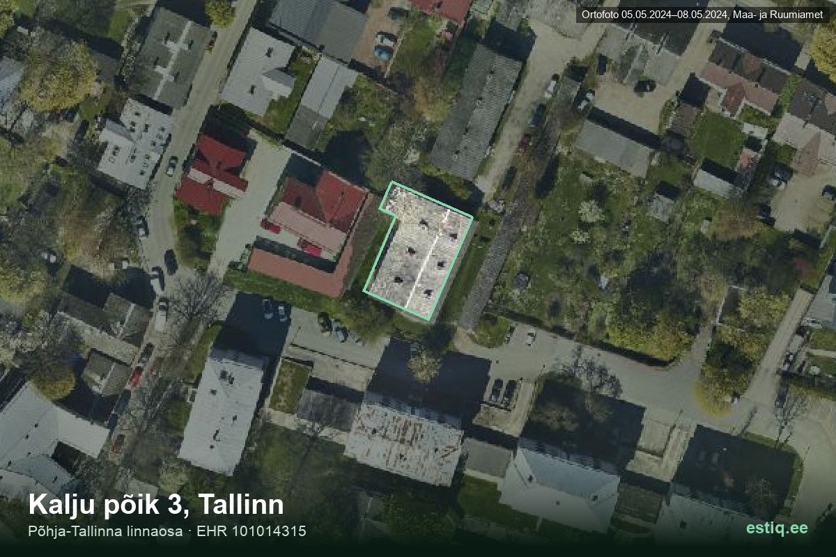 Kalju põik 3, Tallinn – hoone aerofoto, kontuur ehitisregistri (EHR) andmetest