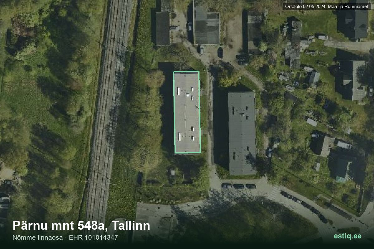 Pärnu mnt 548a, Tallinn – hoone aerofoto, kontuur ehitisregistri (EHR) andmetest