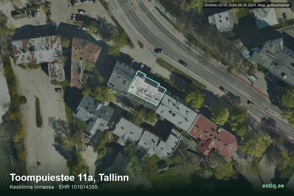 Toompuiestee 11a, Tallinn – hoone aerofoto, kontuur ehitisregistri (EHR) andmetest