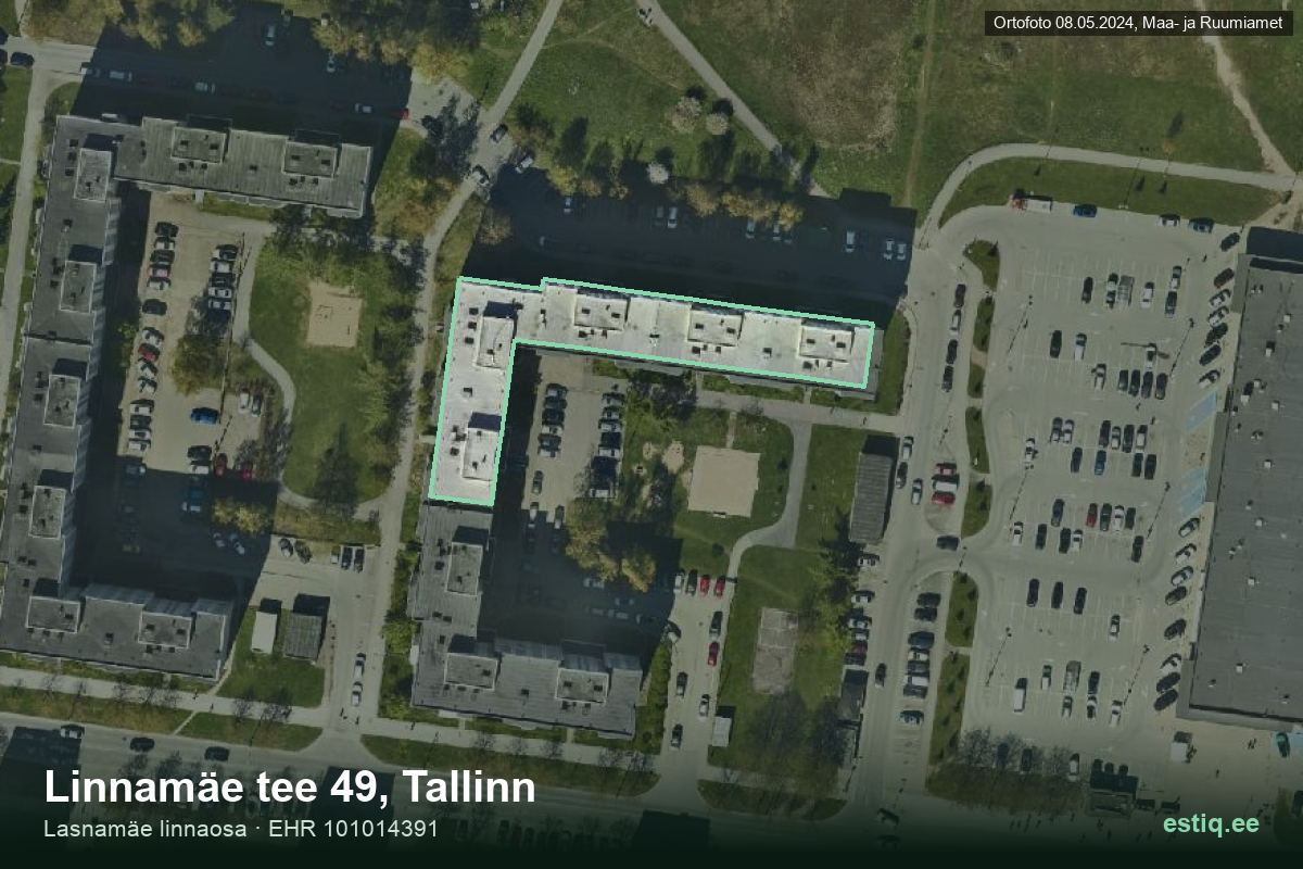 Linnamäe tee 49, Tallinn – hoone aerofoto, kontuur ehitisregistri (EHR) andmetest
