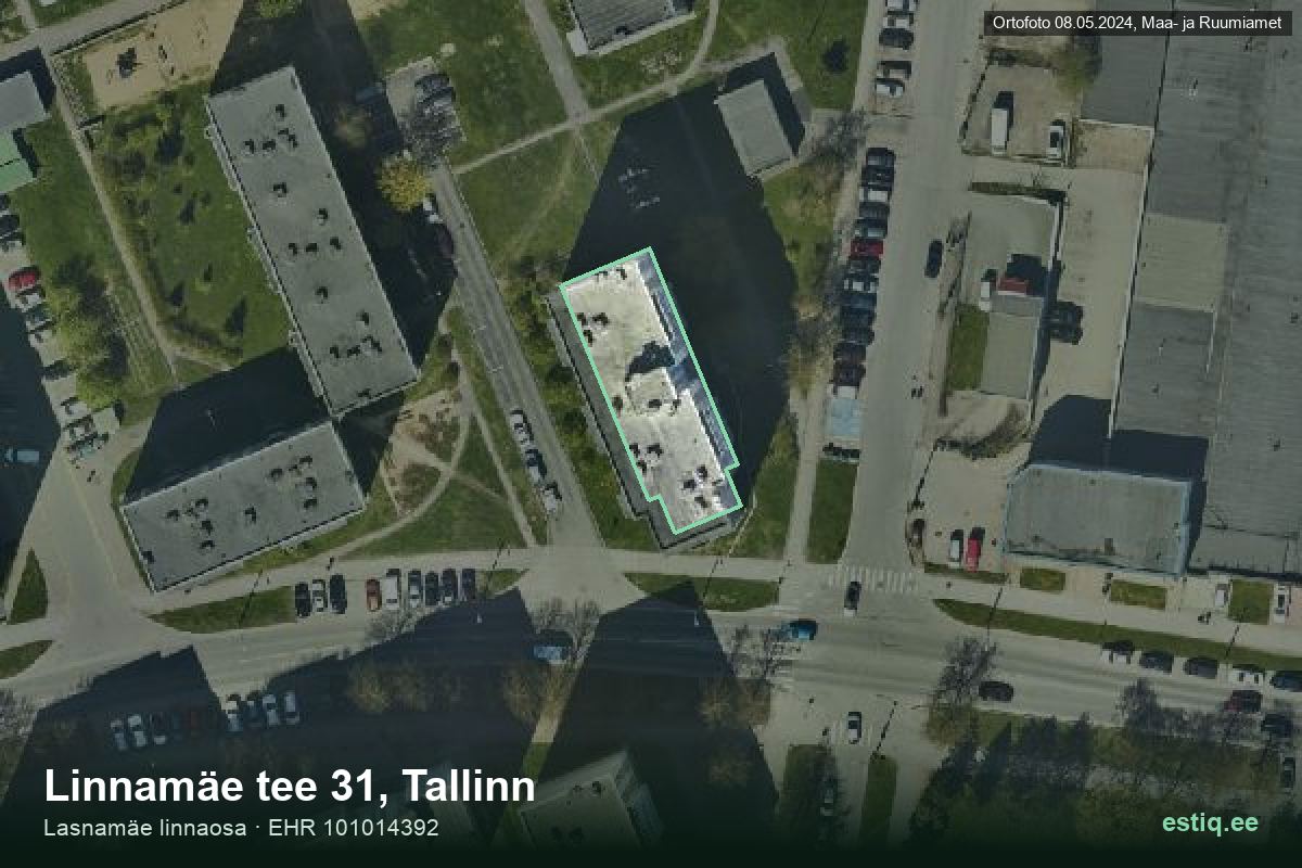 Linnamäe tee 31, Tallinn – hoone aerofoto, kontuur ehitisregistri (EHR) andmetest