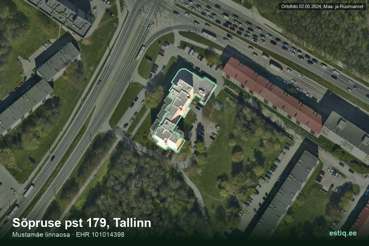 Sõpruse pst 179, Tallinn – hoone aerofoto, kontuur ehitisregistri (EHR) andmetest