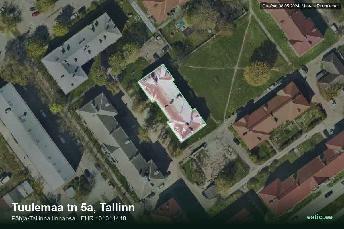 Tuulemaa tänav 5a, Tallinn – hoone aerofoto, kontuur ehitisregistri (EHR) andmetest