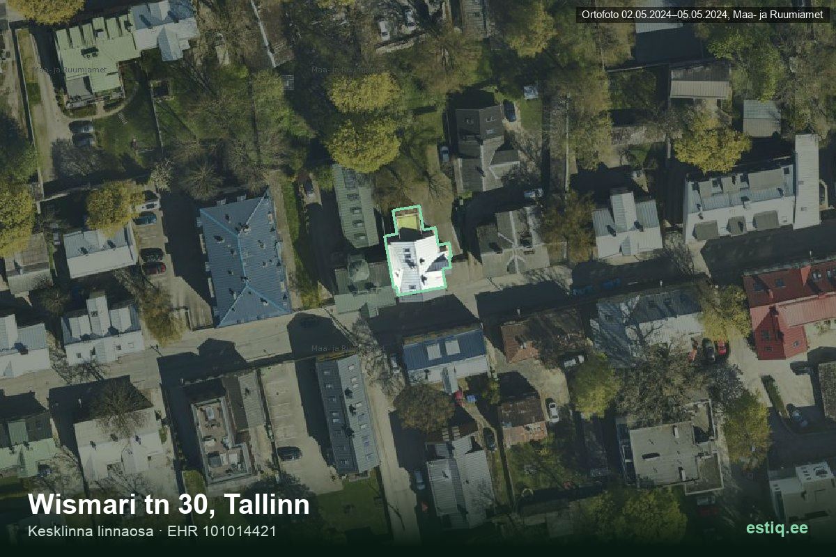Wismari tänav 30, Tallinn – aerial photo of the building, outline from the Building Register (EHR)