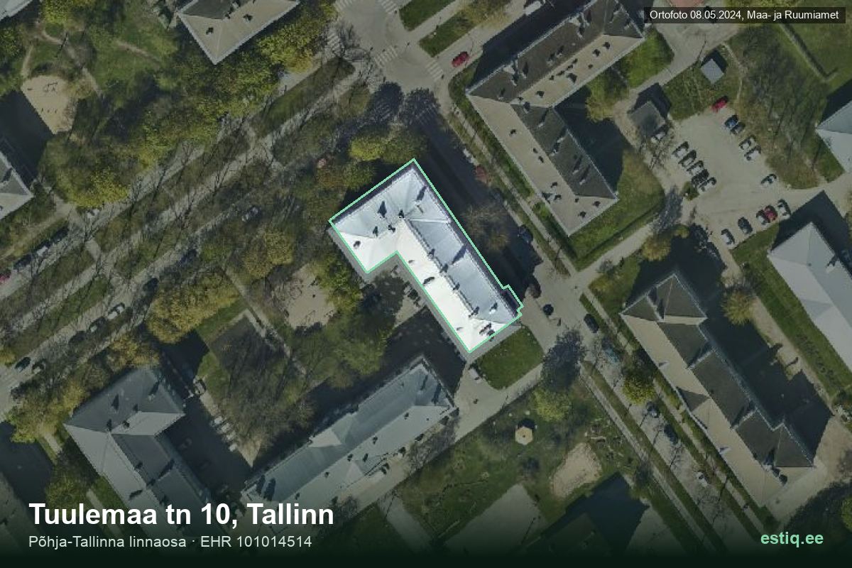Tuulemaa tänav 10, Tallinn – hoone aerofoto, kontuur ehitisregistri (EHR) andmetest