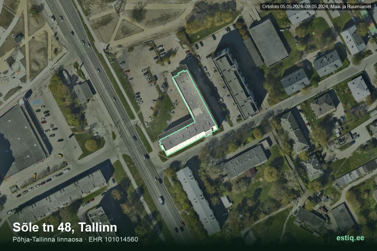 Sõle tänav 48, Tallinn – hoone aerofoto, kontuur ehitisregistri (EHR) andmetest