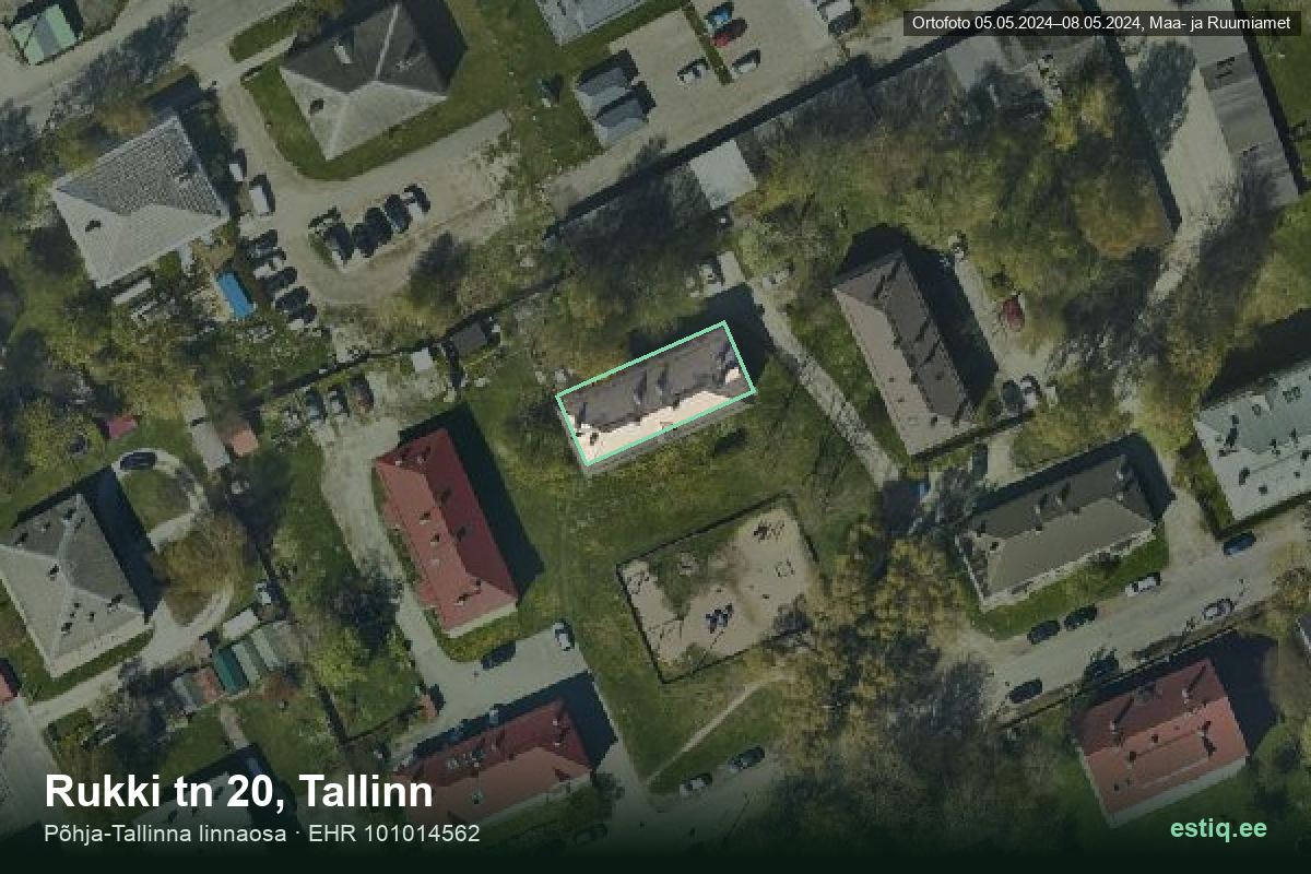 Rukki tänav 20, Tallinn – hoone aerofoto, kontuur ehitisregistri (EHR) andmetest