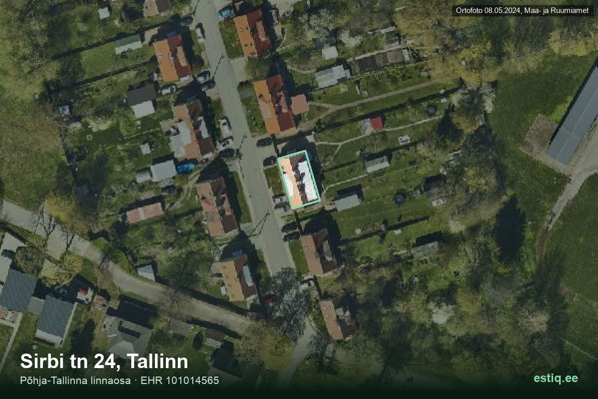 Sirbi tänav 24, Tallinn – hoone aerofoto, kontuur ehitisregistri (EHR) andmetest