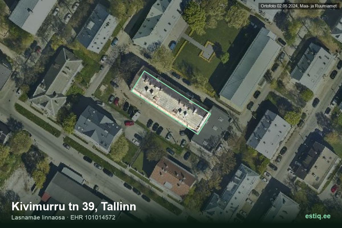 Kivimurru tänav 39, Tallinn – hoone aerofoto, kontuur ehitisregistri (EHR) andmetest