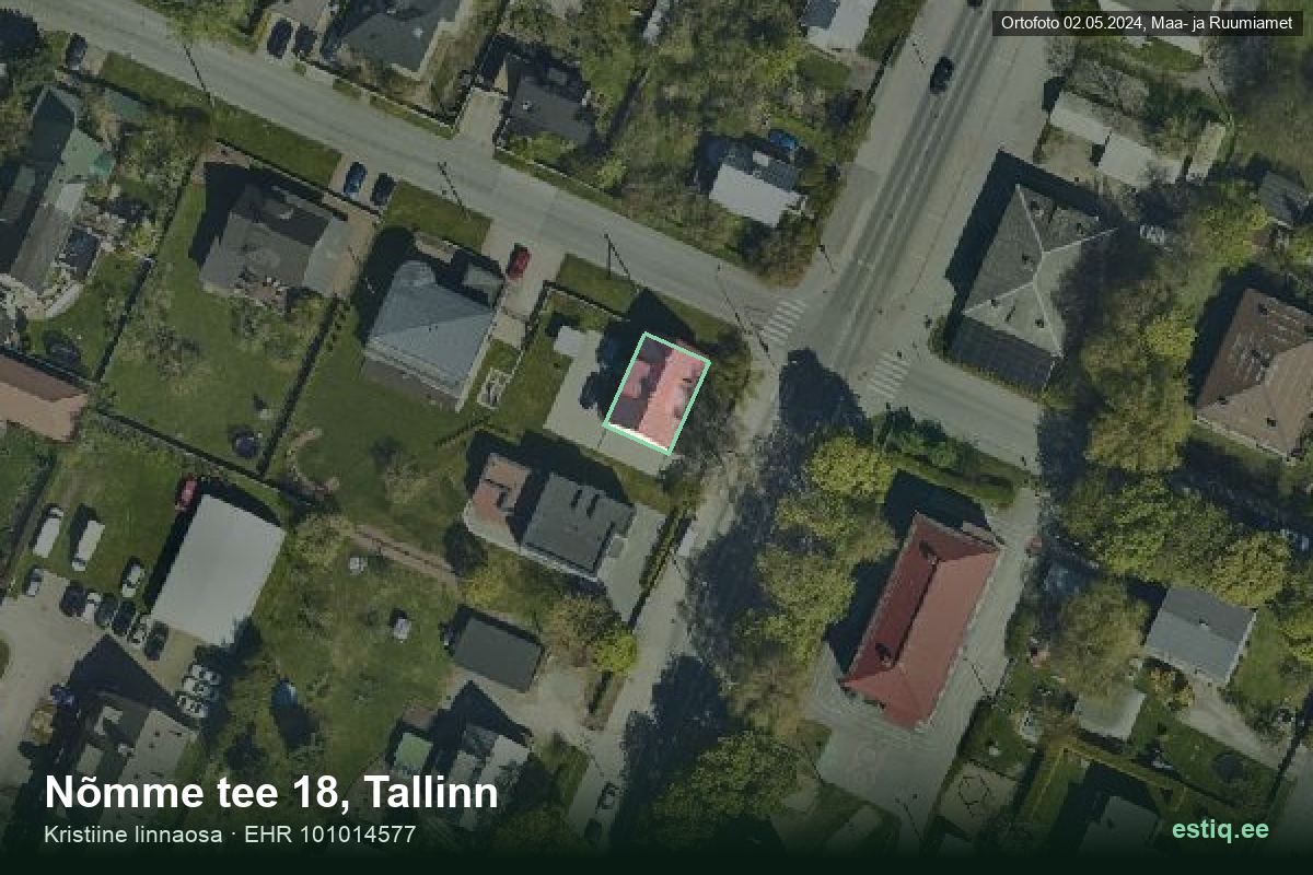 Nõmme tee 18, Tallinn – hoone aerofoto, kontuur ehitisregistri (EHR) andmetest