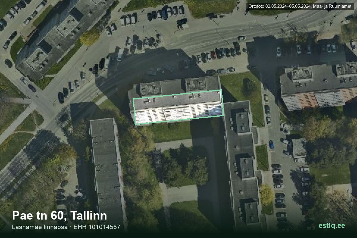 Pae tänav 60, Tallinn – hoone aerofoto, kontuur ehitisregistri (EHR) andmetest