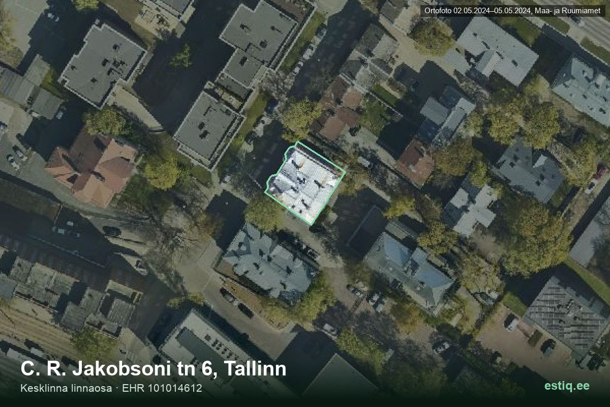C. R. Jakobsoni tänav 6, Tallinn – aerial photo of the building, outline from the Building Register (EHR)