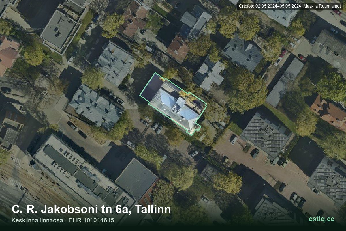 C. R. Jakobsoni tänav 6a, Tallinn – aerial photo of the building, outline from the Building Register (EHR)