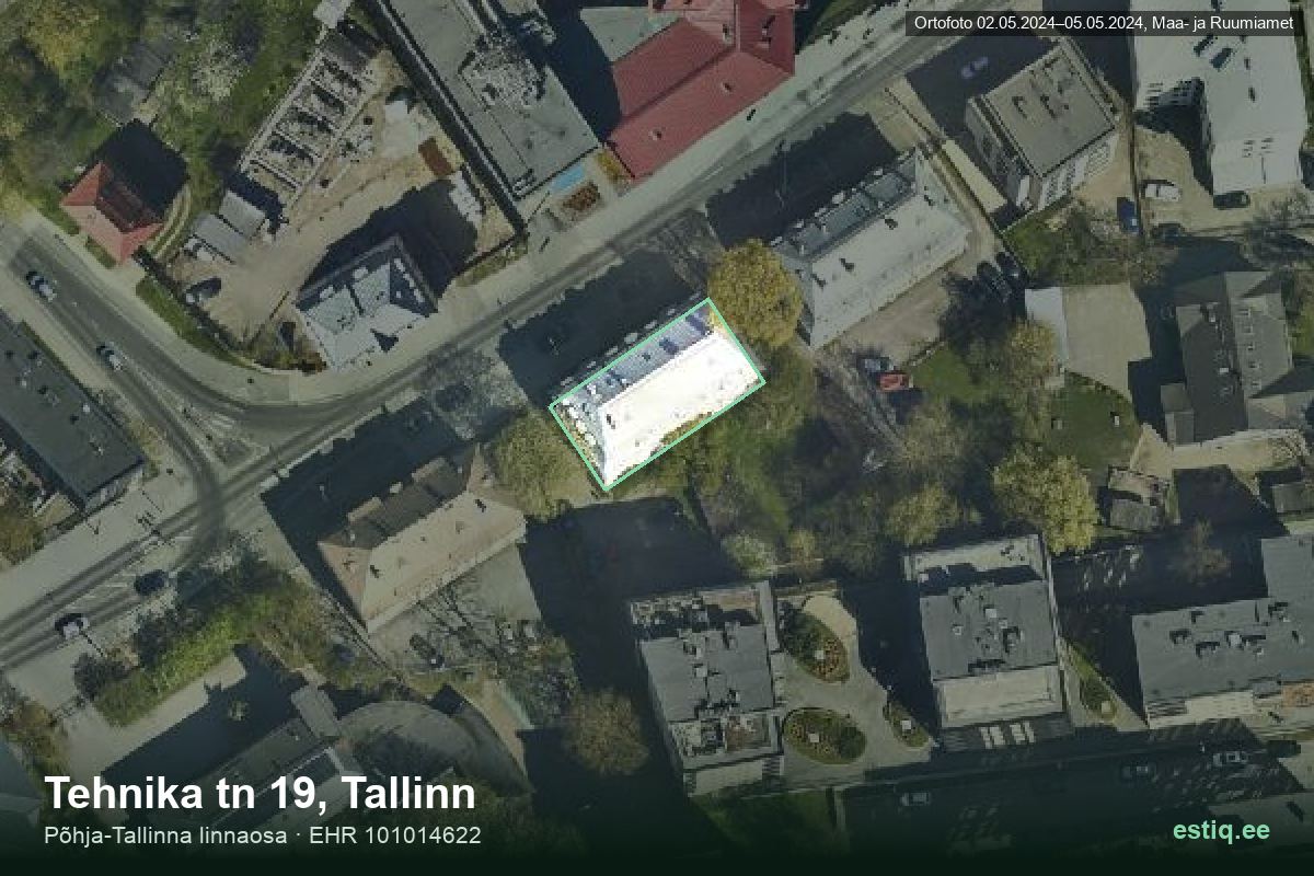 Tehnika tänav 19, Tallinn – hoone aerofoto, kontuur ehitisregistri (EHR) andmetest