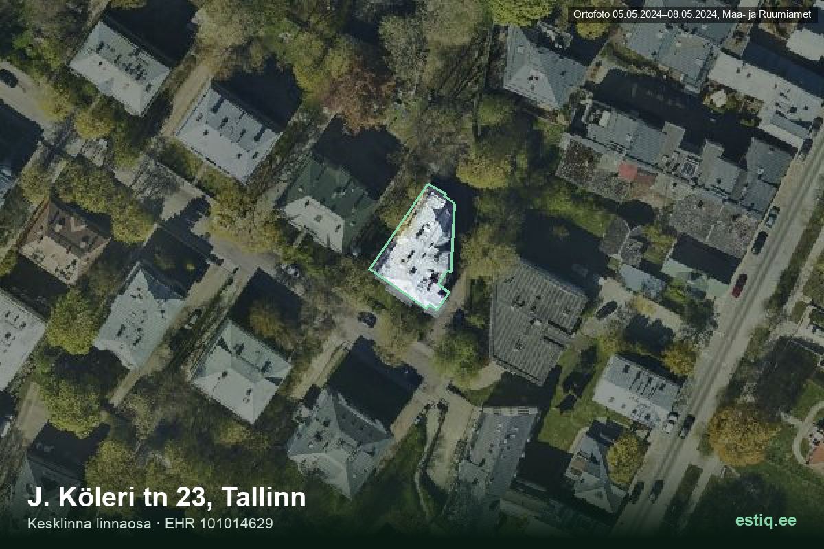 J. Köleri tänav 23, Tallinn – ilmakuva rakennuksesta, ääriviiva rakennusrekisteristä (EHR)