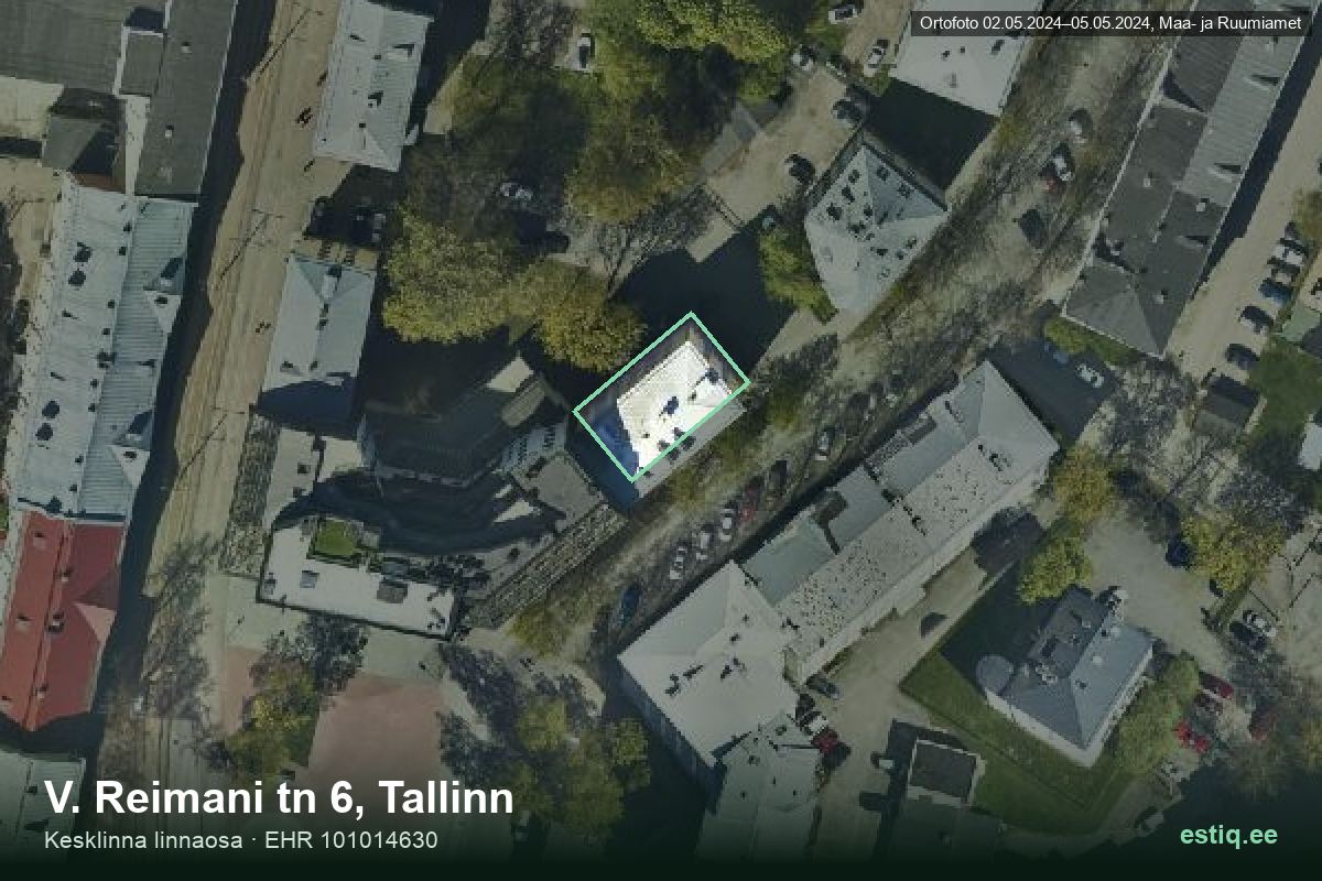 V. Reimani tänav 6, Tallinn – hoone aerofoto, kontuur ehitisregistri (EHR) andmetest