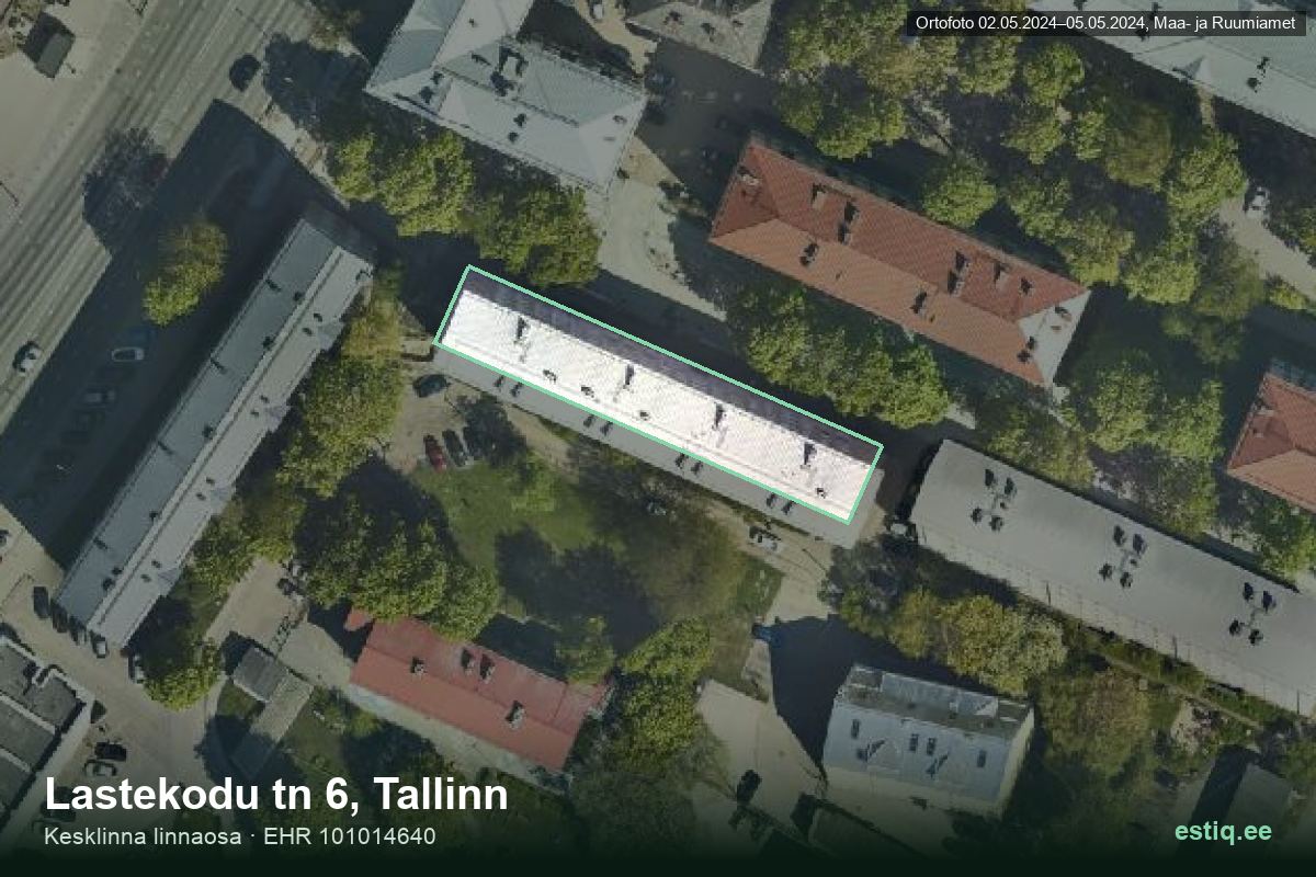 Lastekodu tänav 6, Tallinn – aerial photo of the building, outline from the Building Register (EHR)