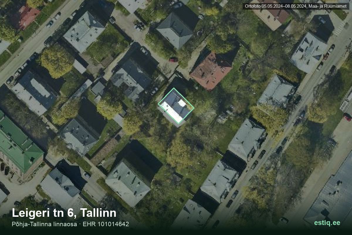 Leigeri tänav 6, Tallinn – aerial photo of the building, outline from the Building Register (EHR)