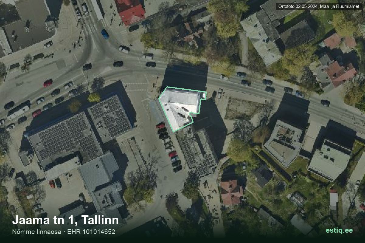 Jaama tänav 1, Tallinn – ilmakuva rakennuksesta, ääriviiva rakennusrekisteristä (EHR)