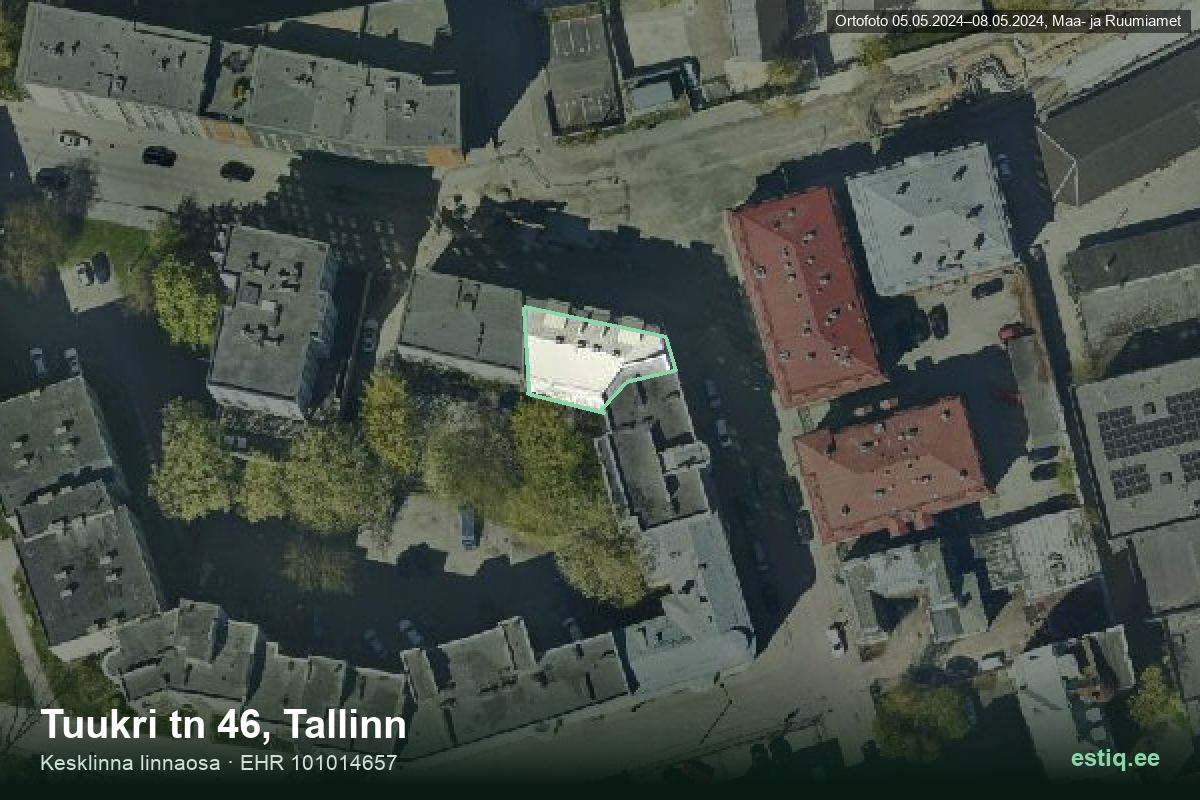 Tuukri tänav 46, Tallinn – aerial photo of the building, outline from the Building Register (EHR)