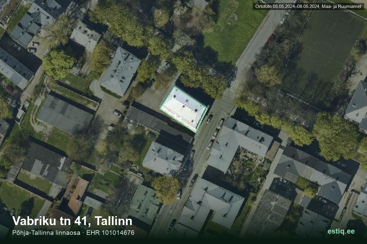 Vabriku tänav 41, Tallinn – ilmakuva rakennuksesta, ääriviiva rakennusrekisteristä (EHR)