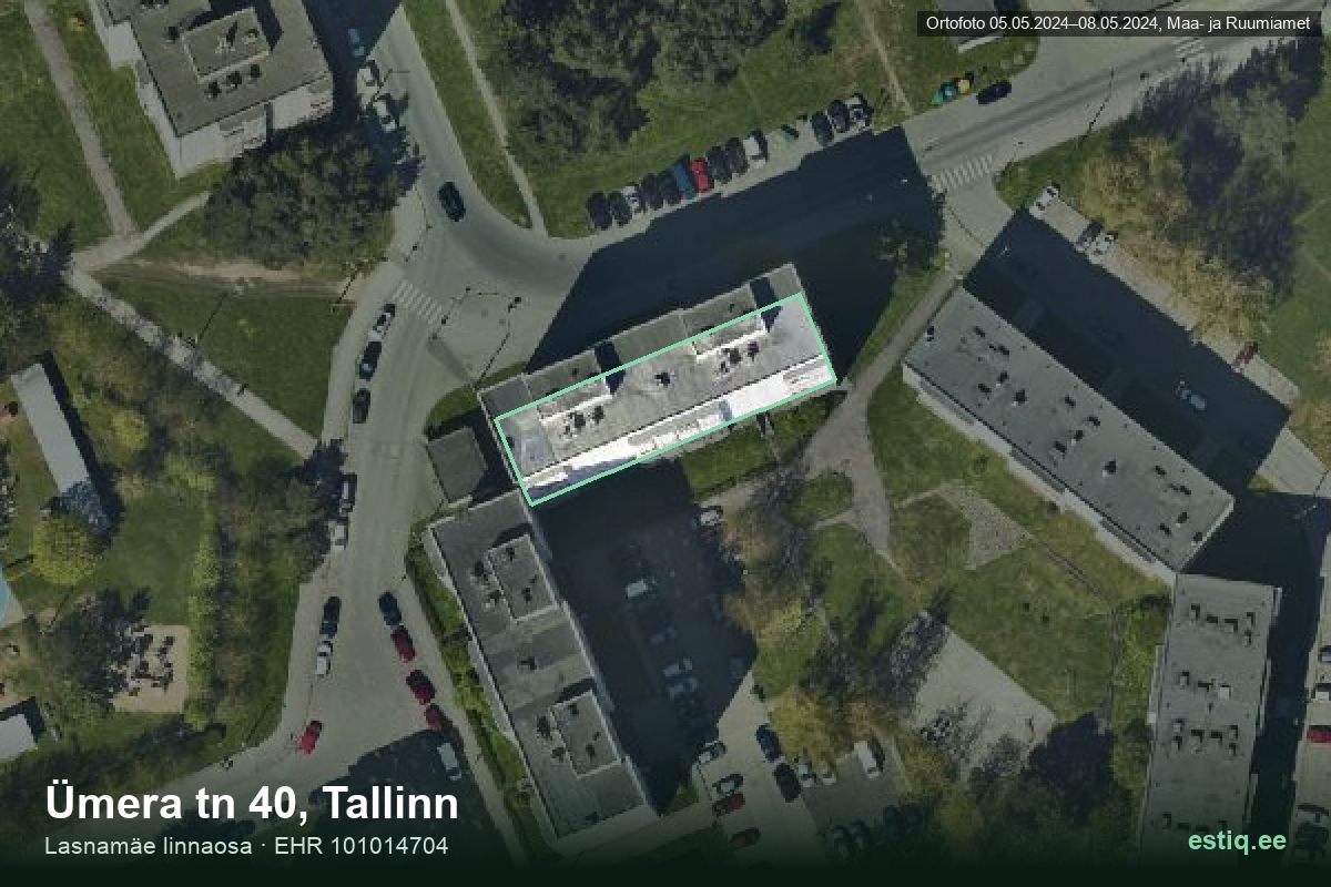 Ümera tänav 40, Tallinn – hoone aerofoto, kontuur ehitisregistri (EHR) andmetest