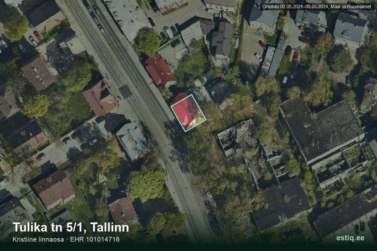 Tulika tänav 5/1, Tallinn – hoone aerofoto, kontuur ehitisregistri (EHR) andmetest