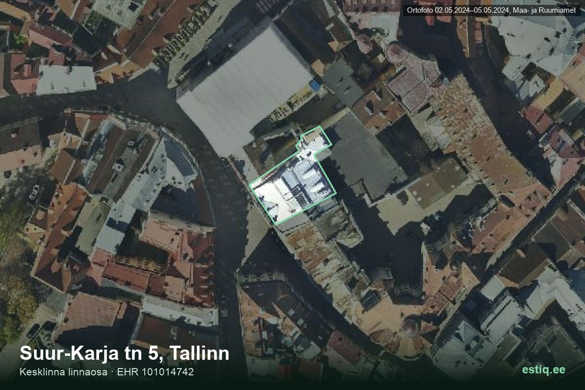 Suur-Karja tänav 5, Tallinn – aerial photo of the building, outline from the Building Register (EHR)