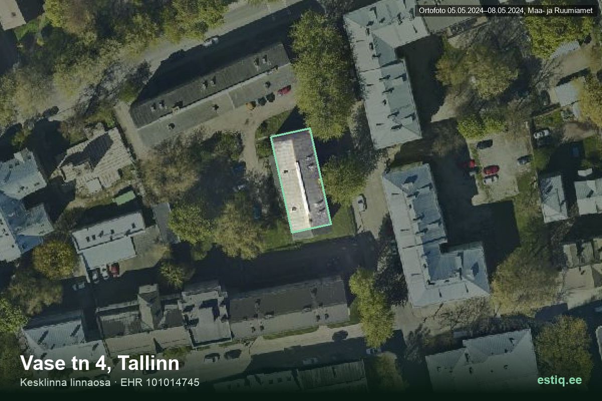 Vase tänav 4, Tallinn – hoone aerofoto, kontuur ehitisregistri (EHR) andmetest