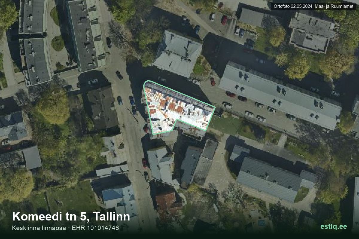 Komeedi tänav 5, Tallinn – aerial photo of the building, outline from the Building Register (EHR)