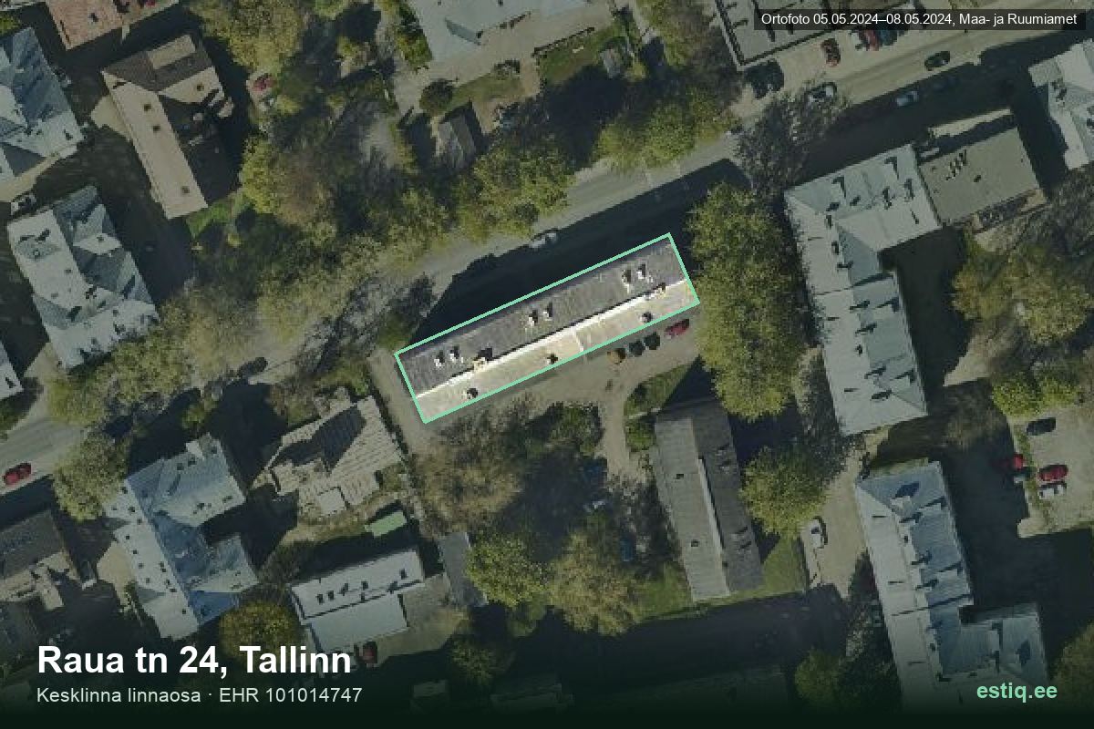 Raua tänav 24, Tallinn – hoone aerofoto, kontuur ehitisregistri (EHR) andmetest