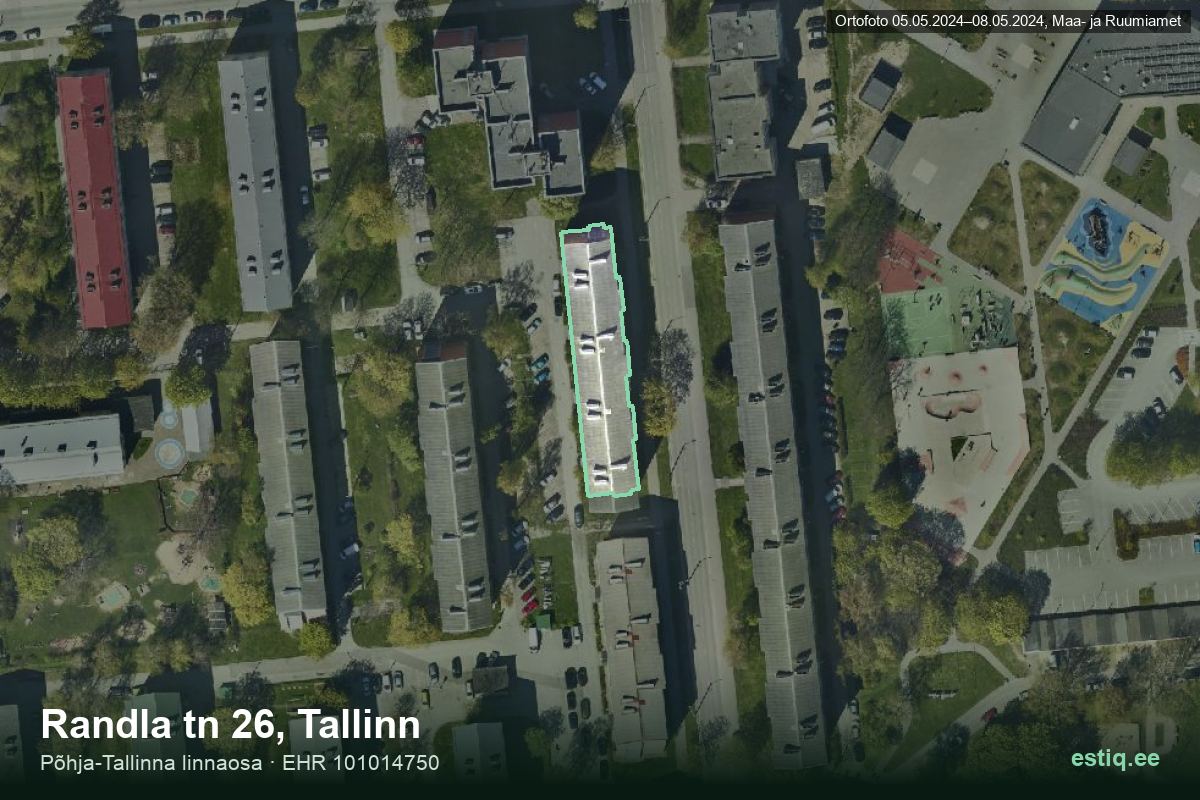 Randla tänav 26, Tallinn – hoone aerofoto, kontuur ehitisregistri (EHR) andmetest