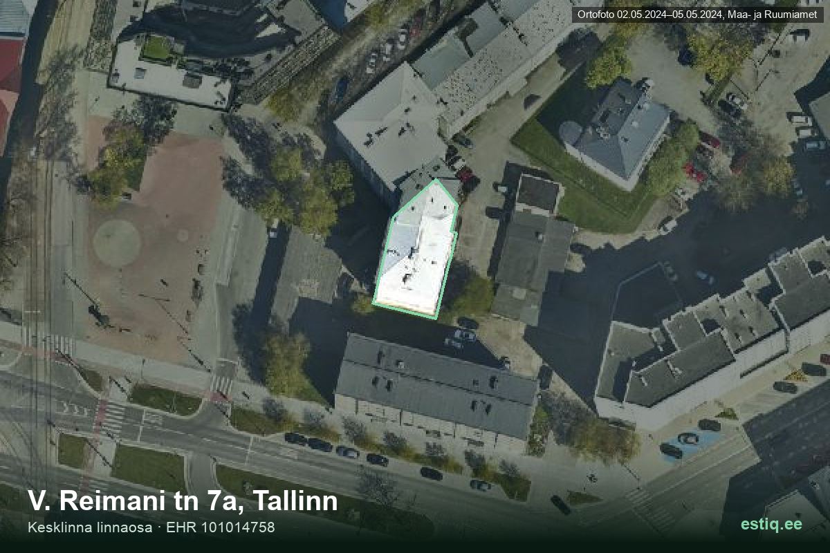 V. Reimani tänav 7a, Tallinn – aerial photo of the building, outline from the Building Register (EHR)
