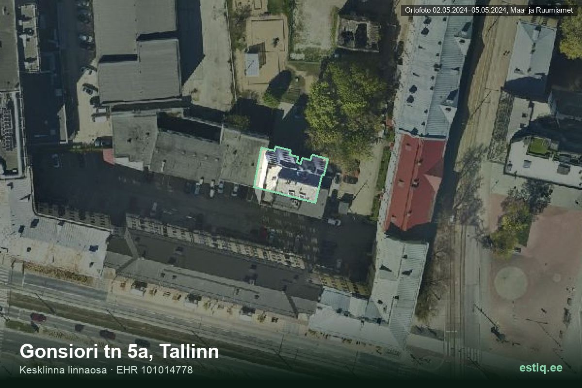 Gonsiori tänav 5a, Tallinn – aerial photo of the building, outline from the Building Register (EHR)