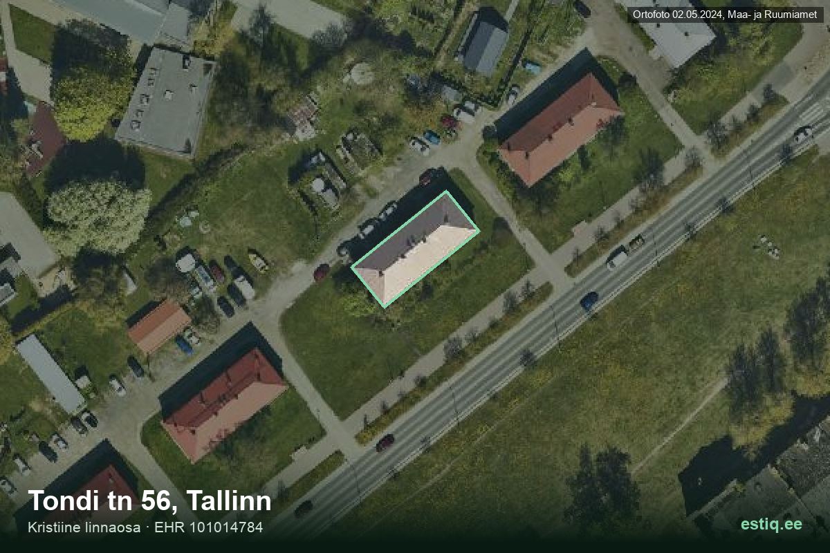 Tondi tänav 56, Tallinn – hoone aerofoto, kontuur ehitisregistri (EHR) andmetest