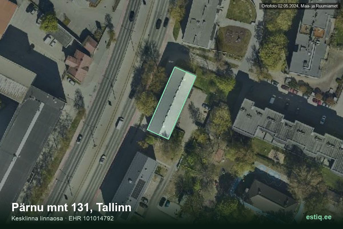 Pärnu mnt 131, Tallinn – hoone aerofoto, kontuur ehitisregistri (EHR) andmetest