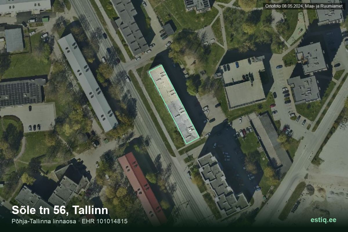 Sõle tänav 56, Tallinn – hoone aerofoto, kontuur ehitisregistri (EHR) andmetest